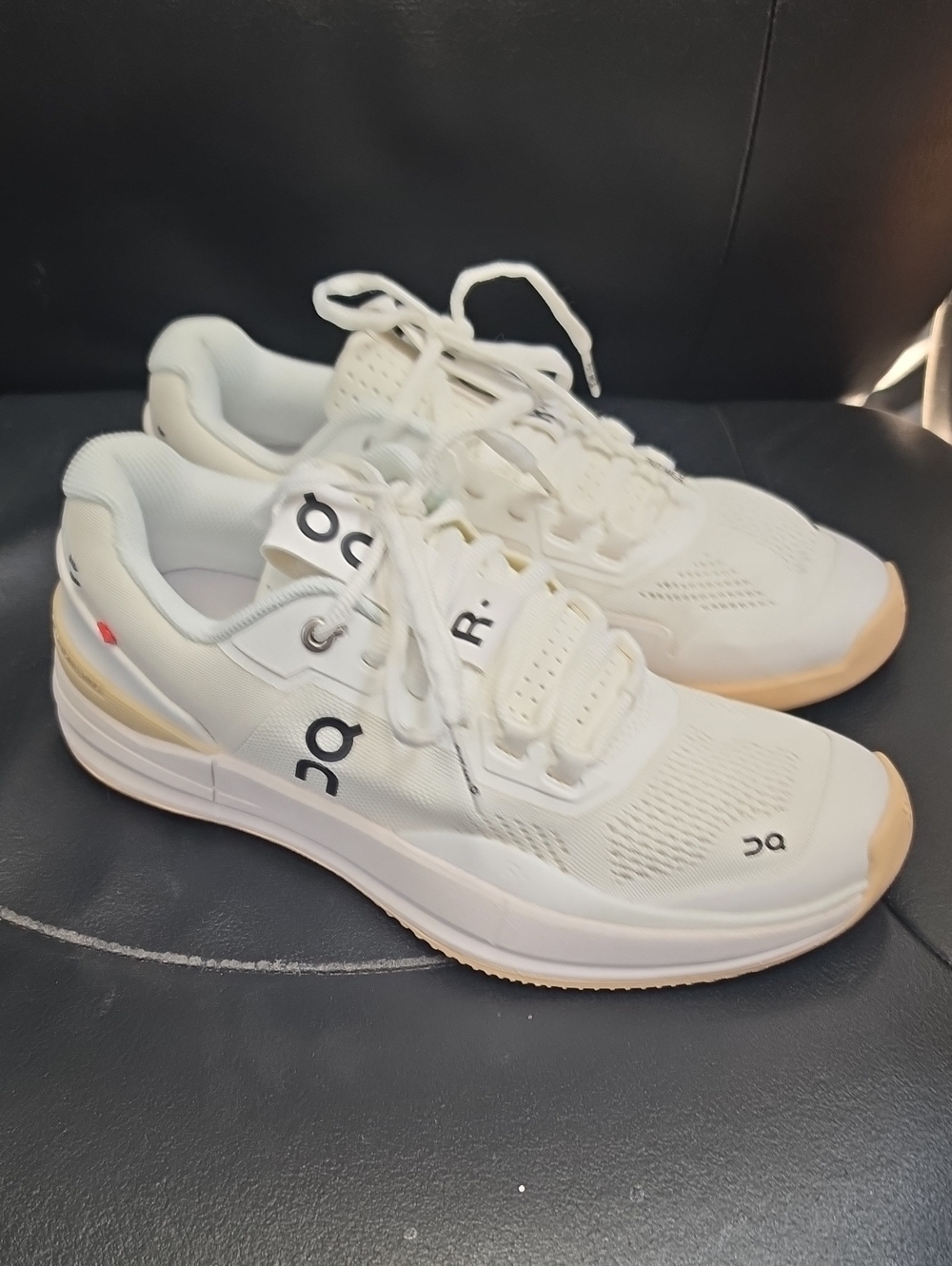 On Running Women's White and Beige Cloud-Style Sneakers